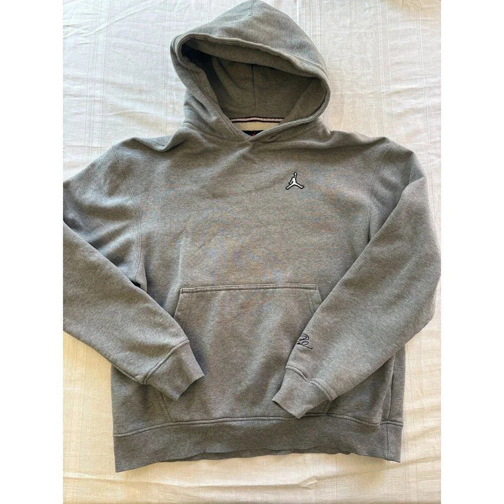Jordan Jumpman Hoodie Men's Medium Gray Fleece Lined Pullover Hooded Sweatshirt